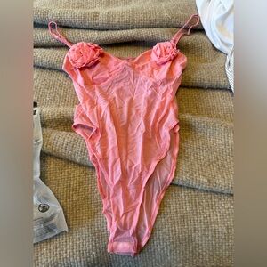 SHEIN Pink Rosette Bodysuit
